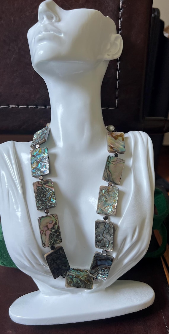 Vintage rectangular abalone necklace. - image 1