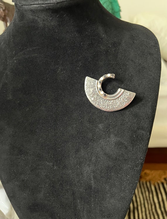 Antique, Art nouveau silver half-moon pin. 1900’s. - image 1