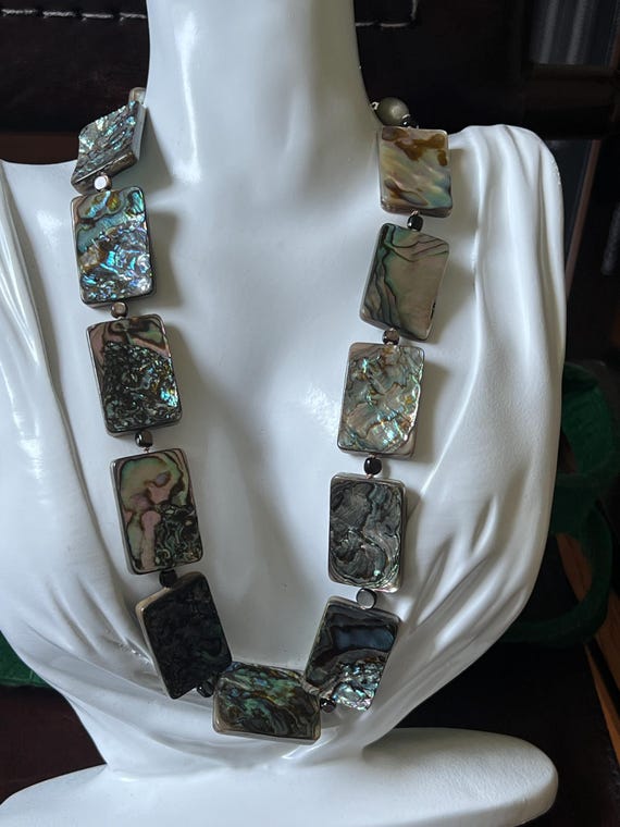 Vintage rectangular abalone necklace. - image 7