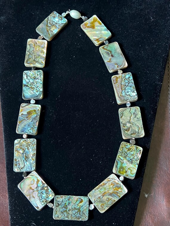 Vintage rectangular abalone necklace. - image 2