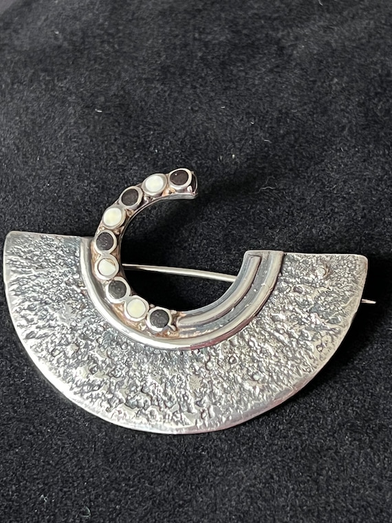 Antique, Art nouveau silver half-moon pin. 1900’s. - image 2