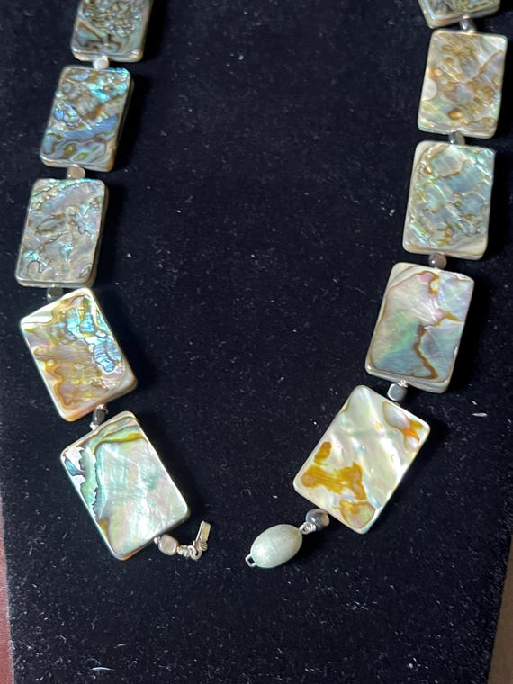 Vintage rectangular abalone necklace. - image 3
