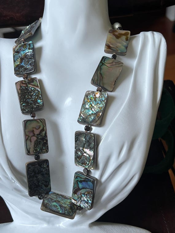 Vintage rectangular abalone necklace. - image 6