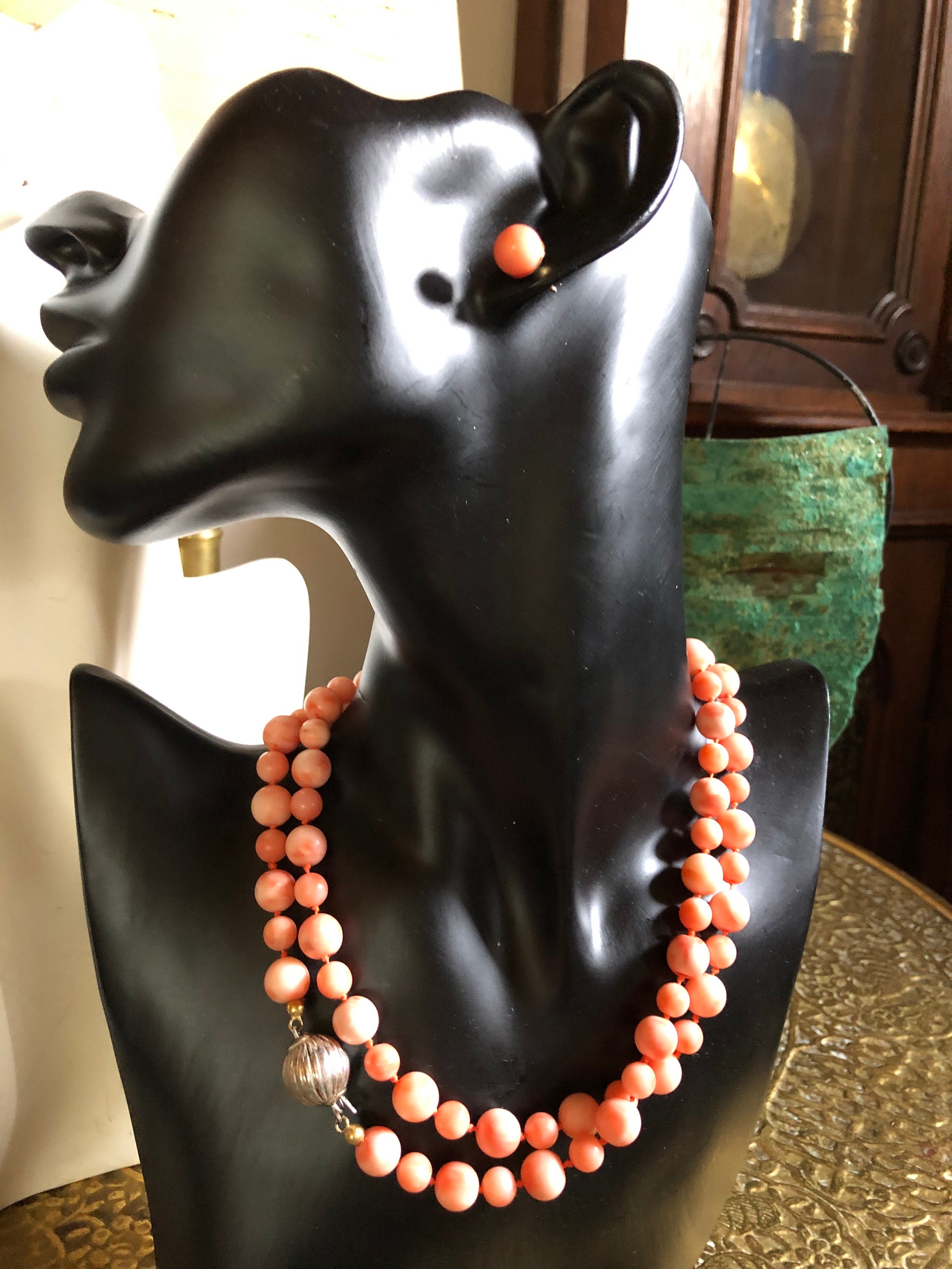 Collier 18 Perles De Corail Peau D'ange Perles De Riz - Marque East Oasis - Occasion
