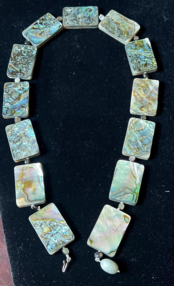 Vintage rectangular abalone necklace. - image 4