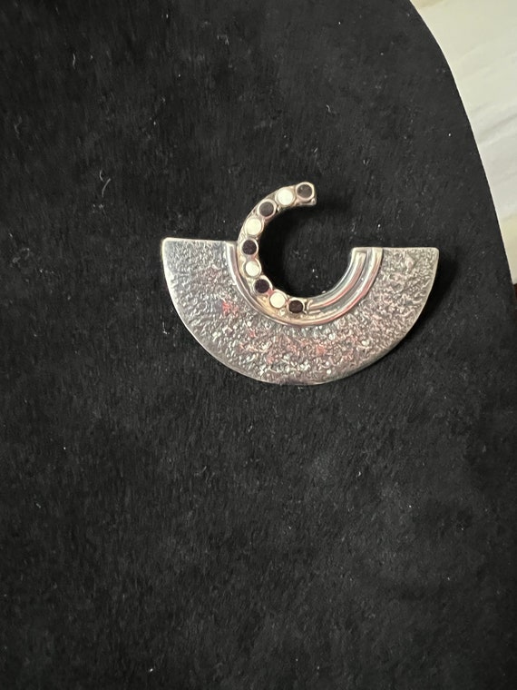 Antique, Art nouveau silver half-moon pin. 1900’s. - image 5