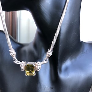 SALE: Steven LAGOS pre-owned vintage sterling silver and 18 kt gold Albion lemon topaz Caviar necklace. TCW. 52g.