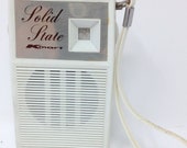Vintage 1960 39 s Kmart Pocket Transistor AM Radio with Lanyard Taiwan White