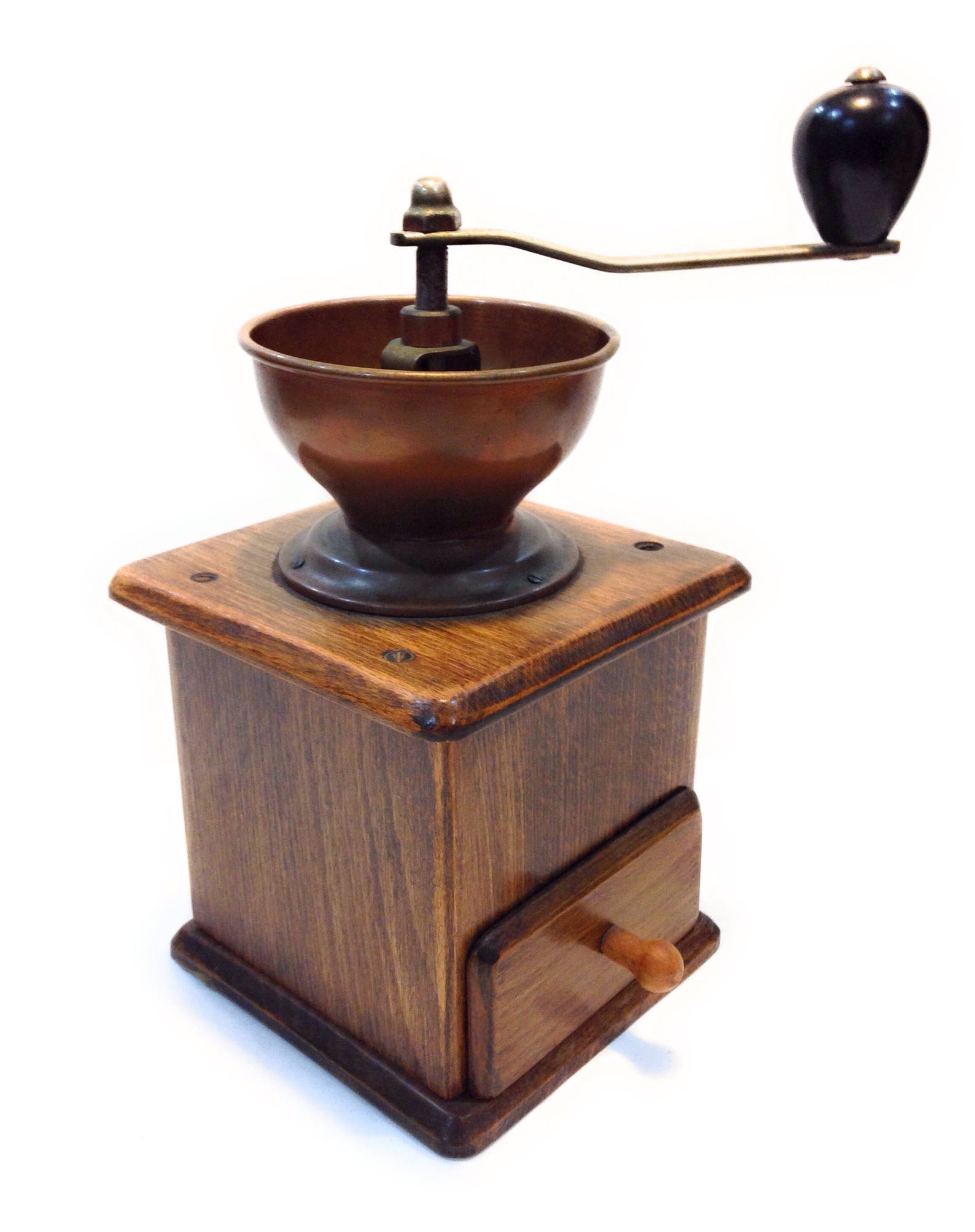 Vintage Coffee Grinder Box Mill Wood and Copper for Display Etsy