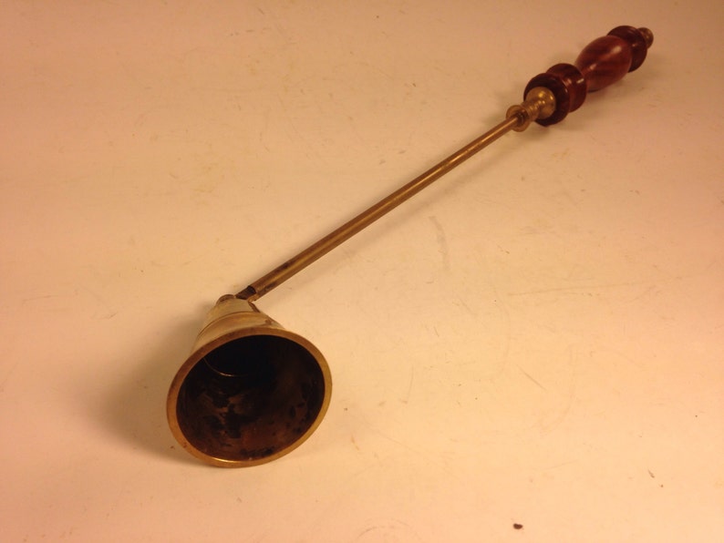Used Vintage Brass Candle Snuffer with Turned Wood Handle Etsy