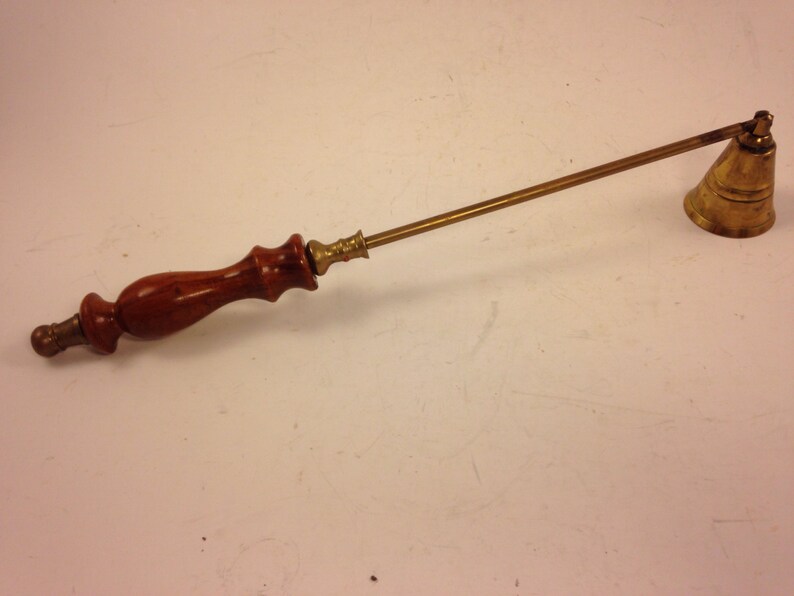 Used Vintage Brass Candle Snuffer with Turned Wood Handle Etsy