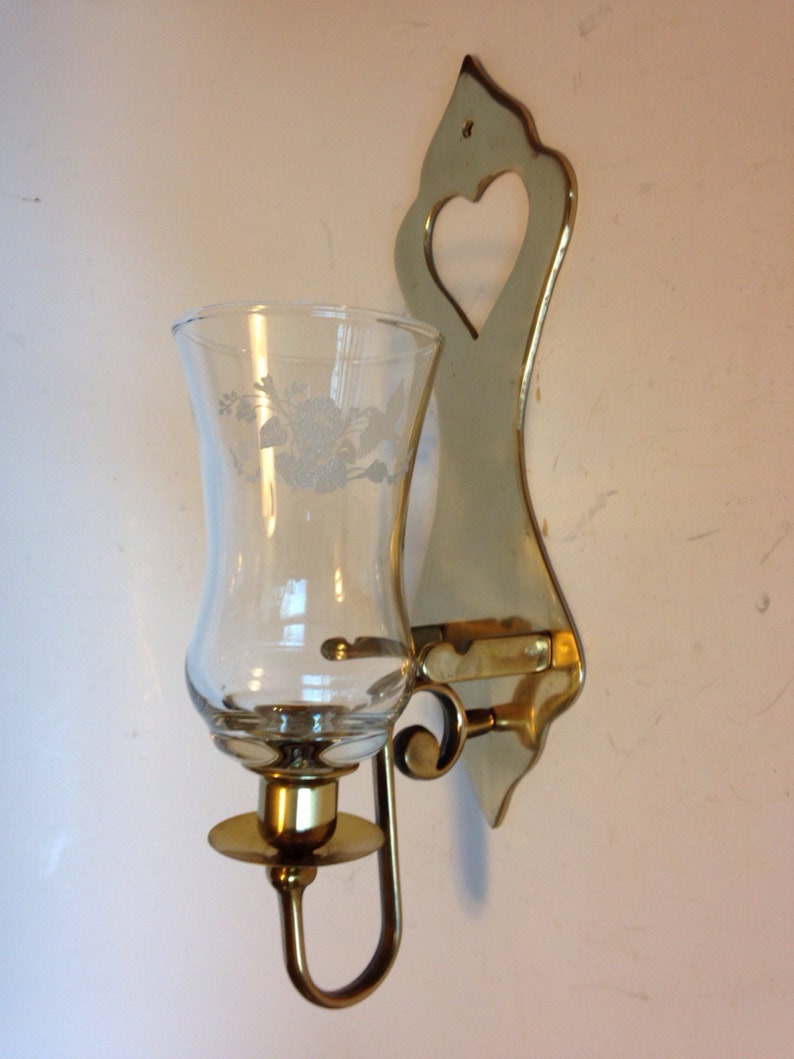 Vintage Brass Votive Candle Holder Wall Sconce with Etched Etsy