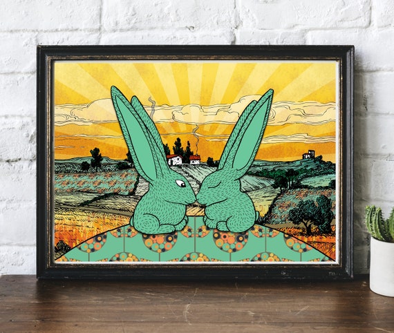 Harry The Hare Sylvac Pottery Cheerful Original Art Illustration Giclée Print by Helen Temperley. A3 or A4 Size.