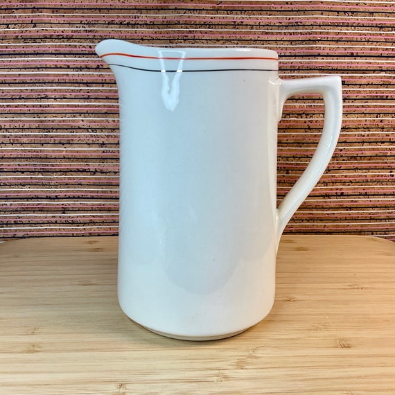 Vintage 1930s Newhall Royal Ware Art Deco Tall Jug / Vintage Crockery / Retro Tableware / Home Decor / Kitchen Accessory / Orange & Silver