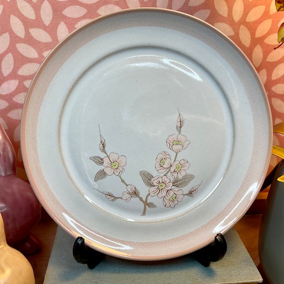 Vintage 1980s Denby ‘Normandy’ Side Plates / Pink & Brown Floral / Pastel / Blossom / Retro Tableware / Home Decor Accessory / Tea Plate