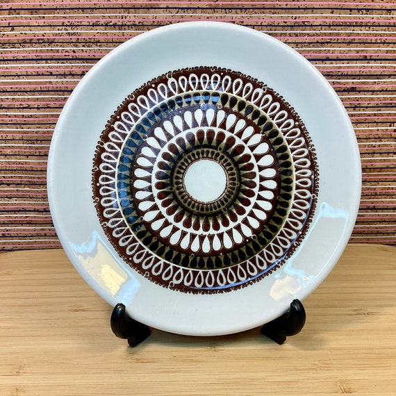 Vintage 1970s Biltons Side Tea Plates With Brown Geometric Pattern / Retro Tableware and Kitchen Crockery / 70s Home Decor Accessory