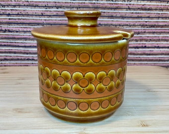 Vintage 1974 Hornsea ‘Saffron’ Lidded Sugar Bowl / Retro Tableware & Kitchen Crockery / Home Decor Accessory / Floral / Ochre Terracotta