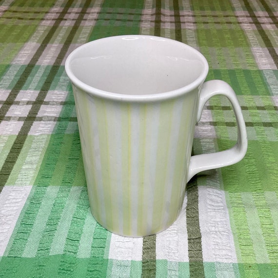 Trade Winds Green Yellow and White Striped Mug. 1990s Vintage.