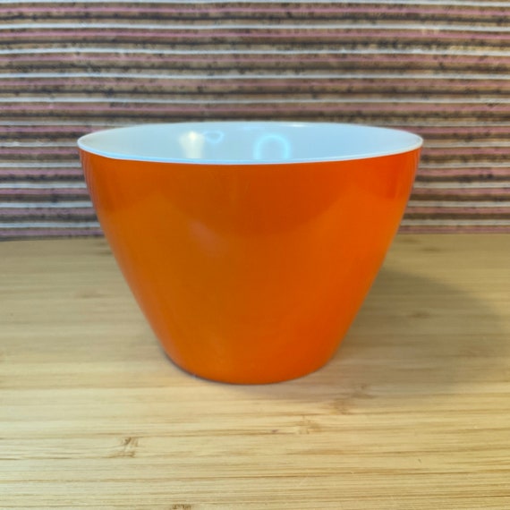 Vintage 1960s Gaydon Melaware Orange & White Sugar Bowl / Retro Picnic Crockery / Campervan Supplies / 60s Holiday Accessory / Home Decor