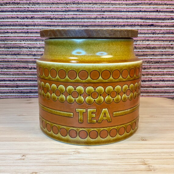 Vintage 1970s Hornsea ‘Saffron’ Tea Storage Container / Jar / Kitchen Organisation / Home Decor Accessory / 70s Retro Style / Replacement
