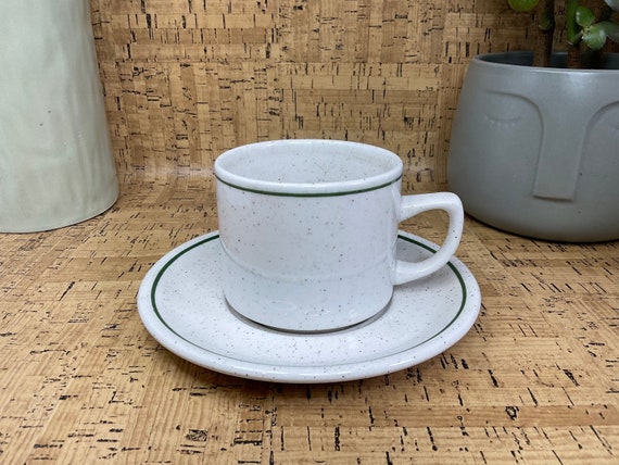 Churchill Hotelware Super Vitrified Canteen Cafe Cup and Saucer Sets. 1990s Vintage.