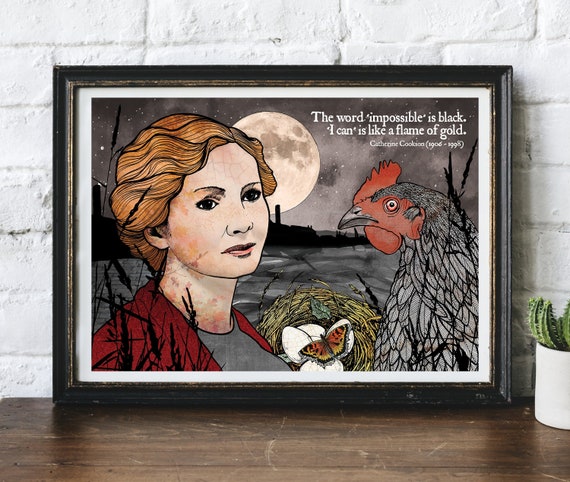 Catherine Cookson Writer Author Original Art Illustration Giclée Print by Helen Temperley. A3 or A4 size.