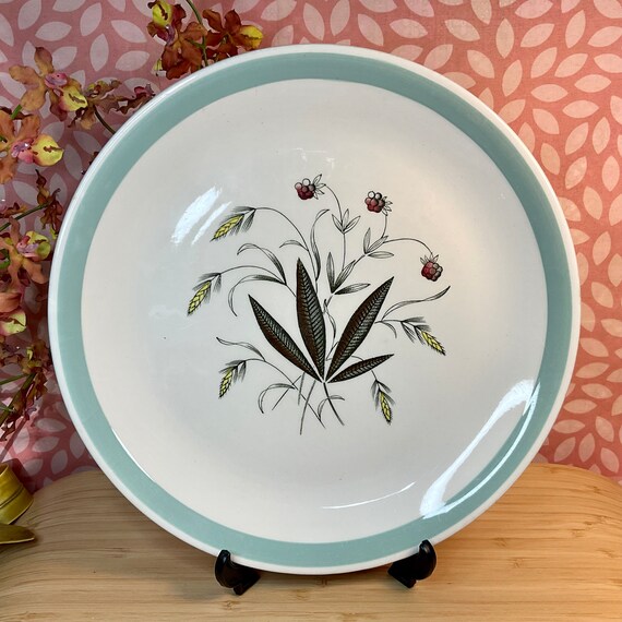 Vintage Alfred Meakin / Crown Goldendale ‘Hedgerow’ 25.5 cm Plates / 1960s - 1980s / Retro Tableware / 60s Home Decor / Pink and Mint Green