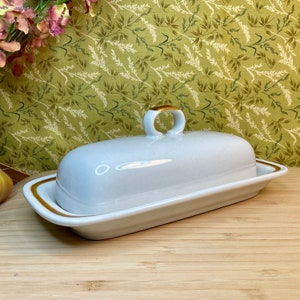 Vintage 1970s Mountain Wood Collection ‘Trellis Blossom’ or ‘Dried Flowers’ Butter Dish / Retro Tableware  / 70s Home Decor Accessory