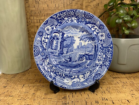 Spode’s Italian 16.5 cm Saucer / Pre 1970 / Blue and White / Traditional Tableware / Replacement Piece / Collectable / Rural Scene / Gift