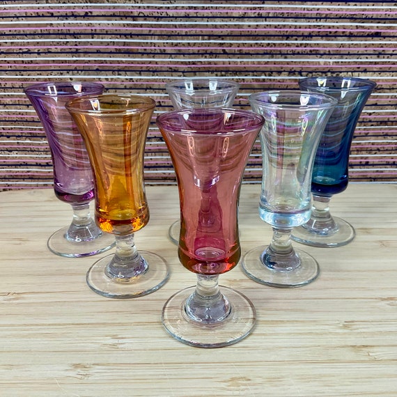 Set Of 6 Mid Century Harlequin Lustre Sherry, Liqueur or Shot Glasses  / Retro Glassware / Drinkware / Party / Celebration / 1950s 1960s