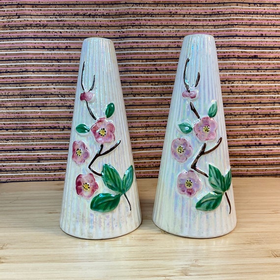 Vintage 1930s Maling Art Deco ‘Blossom Time’ Lustreware Salt and Pepper Pot Set / Vintage Tableware / Retro Crockery / Home Decor Accessory