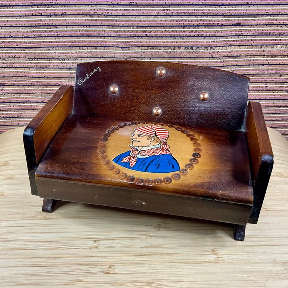 Vintage 1950s French Cherbourg Normandy Souvenir Trinket Box / Doll’s House Sofa / Jewellery Box / Desk Tidy / Mid Century Home Decor