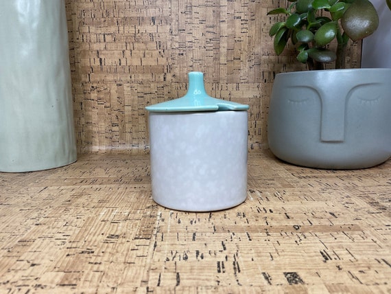 Poole Twintone Ice Green and Seagull Preserve Pot. 1940s-80s Vintage.