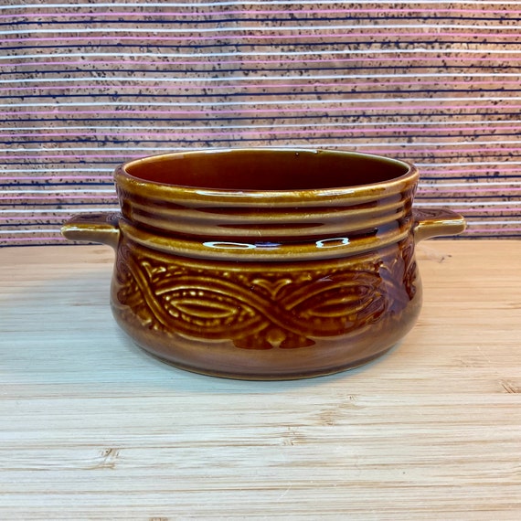 Vintage 1970s  Ellgreave ‘Saxony’ Brown Glaze Soup Bowls / Retro Tableware & Kitchen Crockery / 70s Style Dining / Home Decor Accessory /