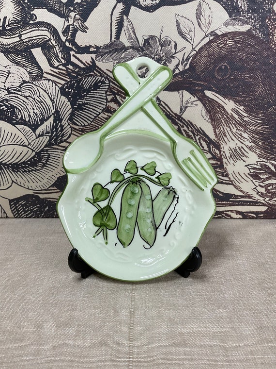 Pea Pod Spoon Rest Wall Hanging. 1960s Vintage.