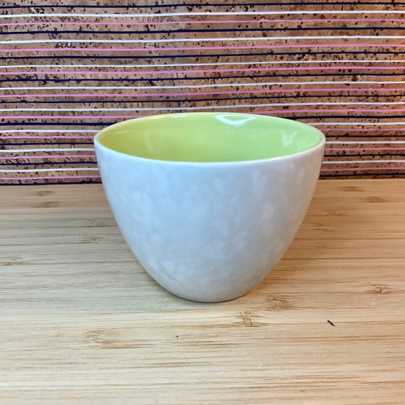 Vintage 1950s - 60s Poole Twintone Lime Yellow and Seagull Small Sugar Bowl / Retro Tableware & Replacement Kitchen Crockery / Home Decor