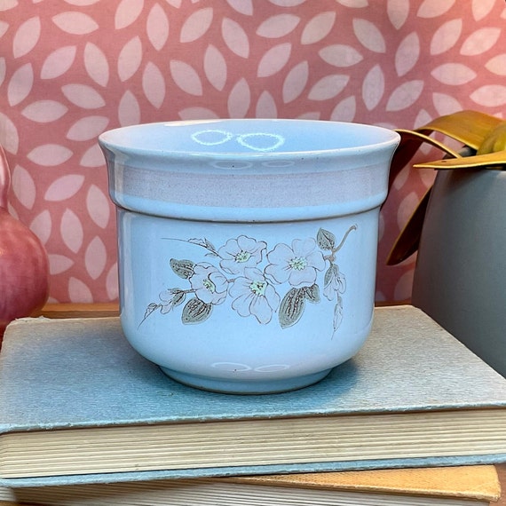 Vintage 1980s Denby ‘Normandy’ Sugar Bowl / Pink & Brown Floral / Retro Tableware / Plant Pot / Pastel / Blossom / Home Decor Accessory