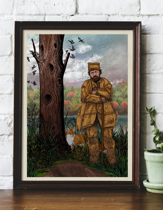 Connecticut New York State Leatherman Vagabond Walker Mystery Enigma Illustrated Original Art Giclee Print by Helen Temperley. A3 or A4 Size