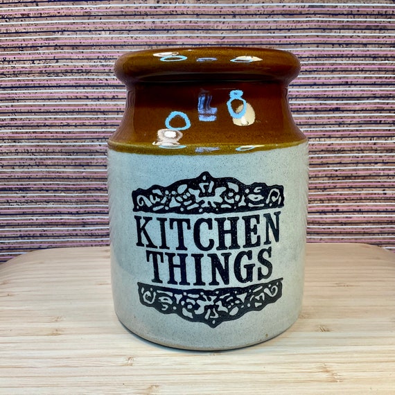 Vintage 1970s Moira ‘Kitchen Things’ Pot / Retro Kitchen Storage / Farmhouse Kitchen / Country / Cottage Decor / Traditional / Stoneware