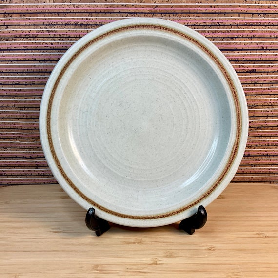 Vintage 1970s Churchill Homespun Stoneware Side Tea Plates With Brown Trim / Retro Tableware / Cottagecore / 70s Kitchen & Dining