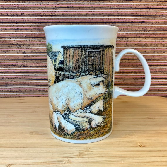 Vintage Dunoon Pigs and Piglets Mug by Jack Dadd / Farmyard Scene / Made In Scotland / Retro Collectable / Tableware / Scottish Gift Item