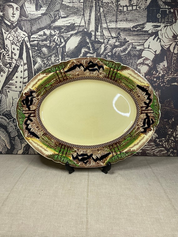 Myott and Sons English Countryside Serving Platter. 1930s Vintage.