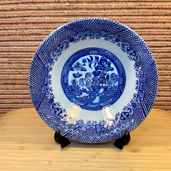 Vintage 1970s Barratts Willow Pattern Cereal Bowls / Traditional Blue & White / Crockery / Retro Tableware / 70s Home Decor Accessory /