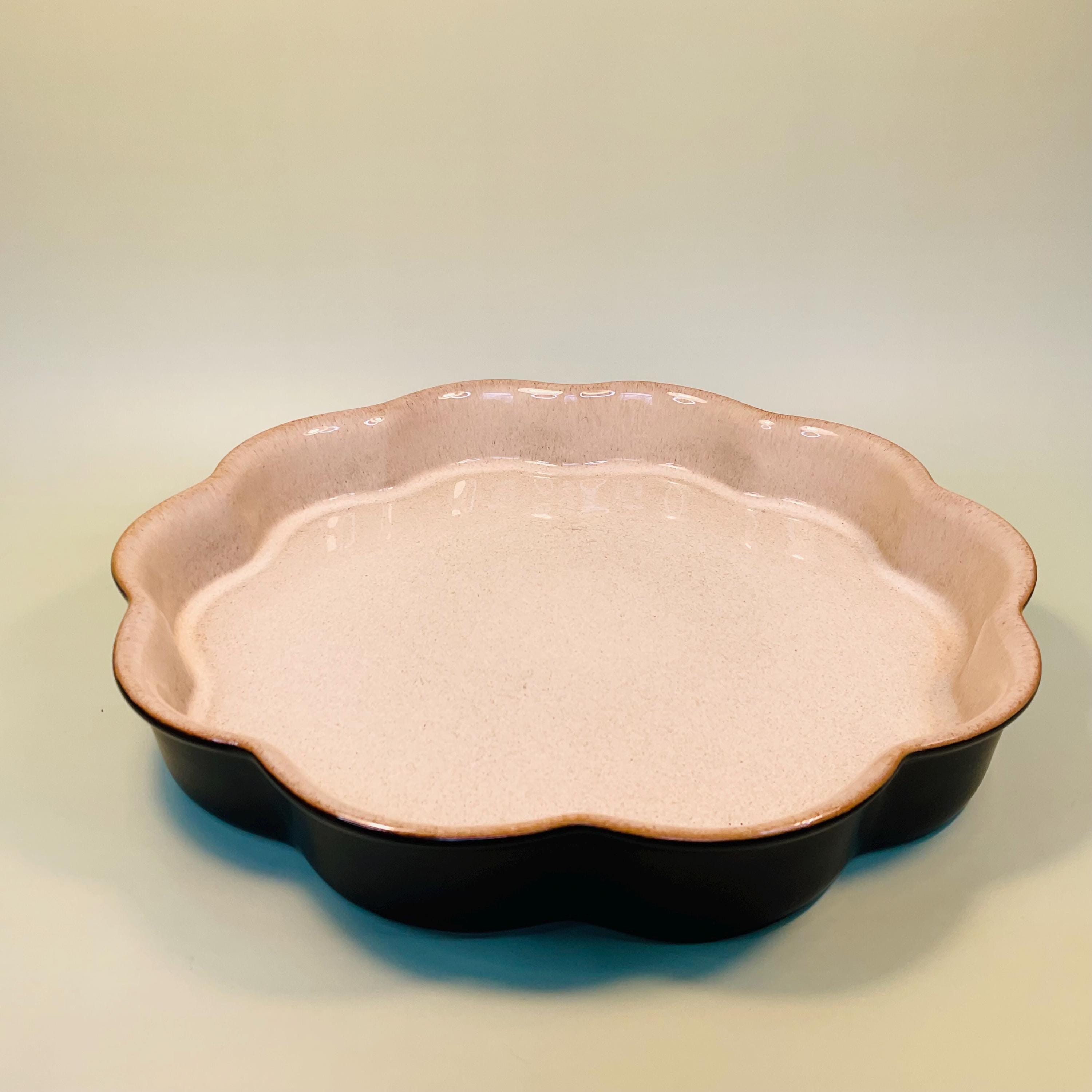 1980s Denby Bakewell Flan Quiche Dish - Rustic Brown and Beige Ovenware for Classic Kitchens