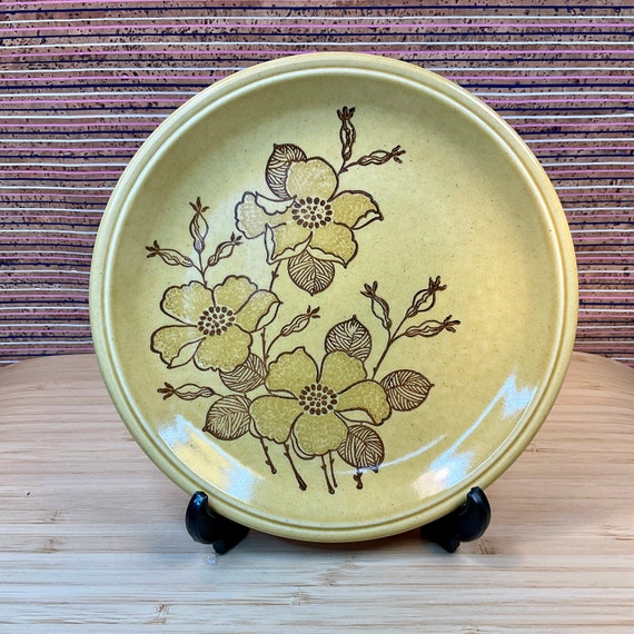 Vintage 1970s Biltons Mustard and Brown Floral Side Tea Plates / Retro Tableware and Kitchen Crockery / Home Decor Accessory / Replacement