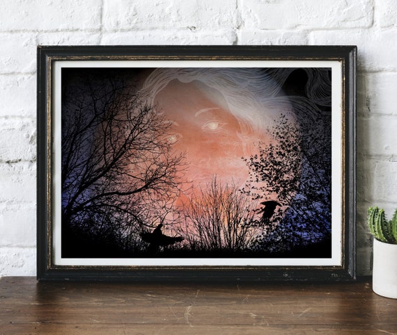 Venus Through The Sycamores Original Art Illustrated Giclée Print by Helen Temperley. A3 or A4 Size.
