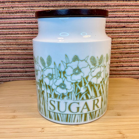 Vintage 1970s 80s Hornsea ‘Fleur’ Sugar Storage Jar / Retro Kitchenware / 70s Home Decor / Accessory / Canister / Container / Vintage Gift