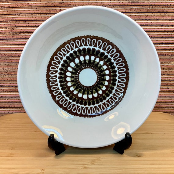 Vintage 1970s Biltons Soup or Cereal Bowls With Brown Geometric Pattern / Retro Tableware and Kitchen Crockery / 70s Home Decor Accessory