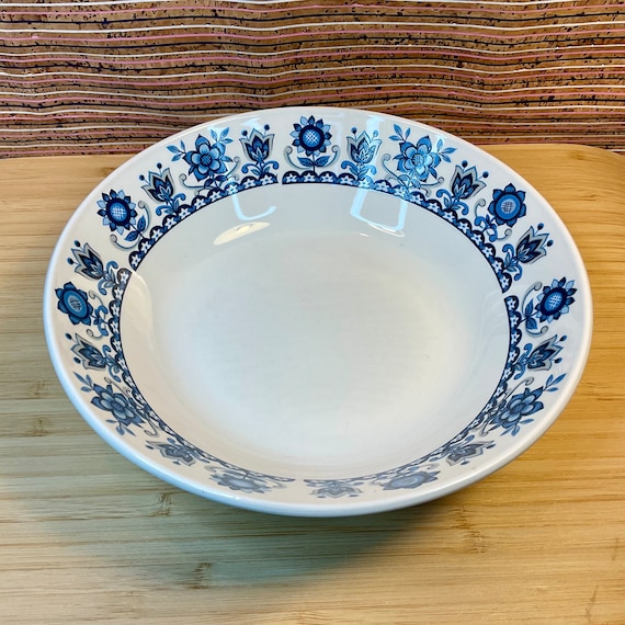 Johnson Bros ‘Tudor Blue’ Snowhite Ironstone Soup Bowls / 1970s Vintage / Retro Tableware and Kitchen Crockery / Home Decor / Plant Pot
