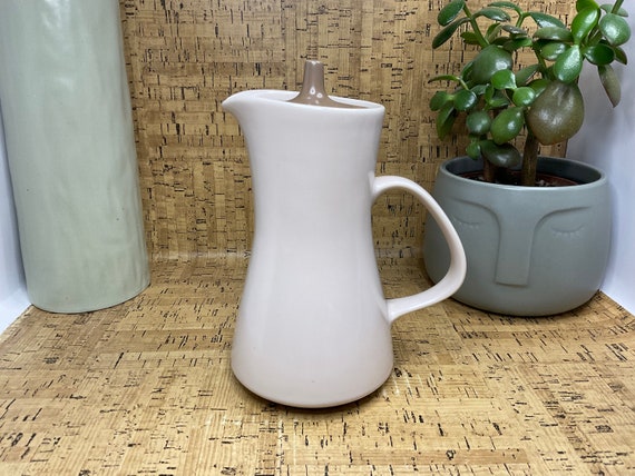 Poole Twintone Sepia and Mushroom Hot Water Pot. 1930s-80s Vintage.